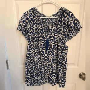 Rose & Olive Navy and White Paisley Blouse